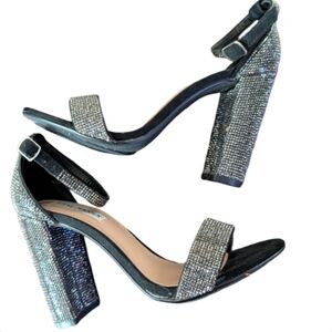 Steve Madden Carrson Crystal Rhinestone Block Heel Sandals 7